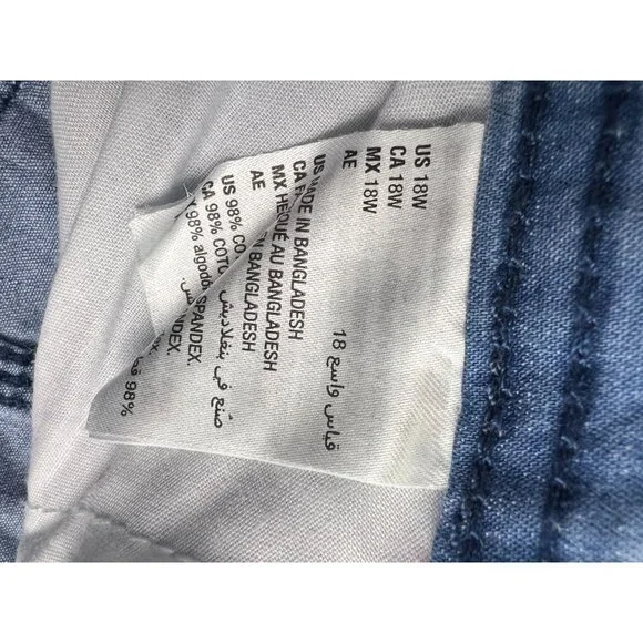 Style & Co Chambray Blue Zip Zag Cargo Pocket Shorts size 18W Mid Rise - Picture 7 of 11